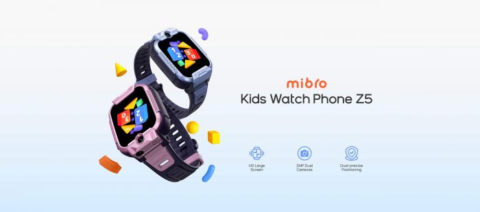 Дитячий годинник-телефон Mibro Z5, 1.69", 240x280, GPS, 2MP dual, 900мА·год, 2АТM, синій