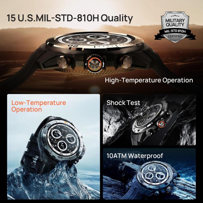 Смарт-годинник Mibro GS Explorer 48мм, 1.32", 466x466, AMOLED, BT 5.3, Dual-band GPS, 10 ATM, пісочно-білий
