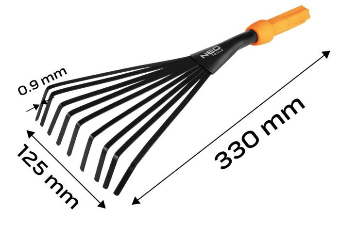 Граблі-віяло садові Neo Tools, ширина 12.5см, 33см, система NEO Click 0.15кг