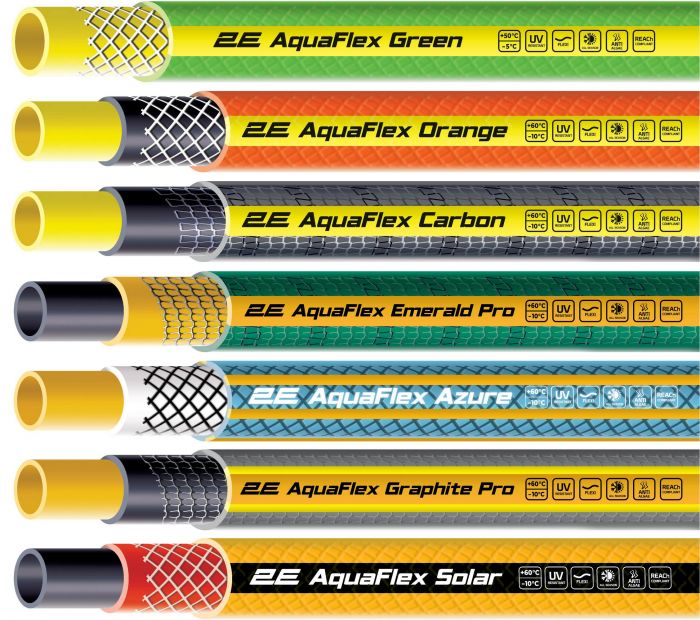 Шланг садовий 2Е AquaFlex Solar 3/4" 30м 4 шари 13бар -10+60°C