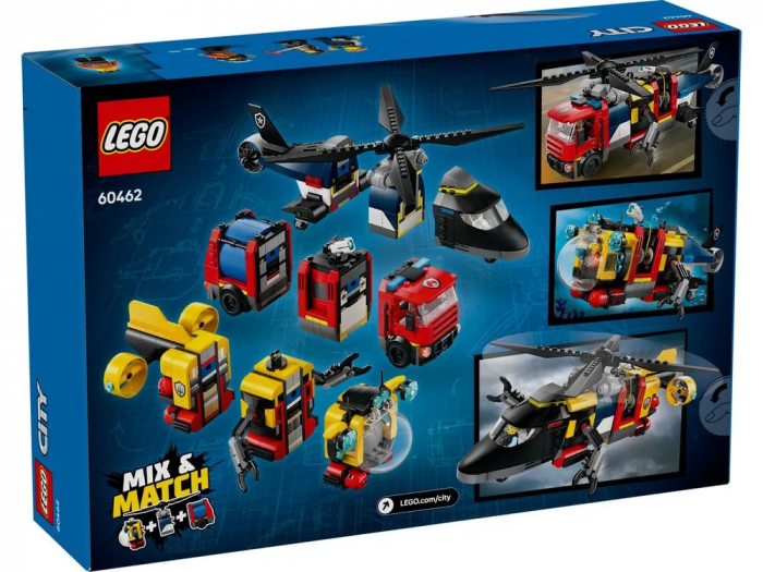 Конструктор LEGO City Ремікс вертольотів, пожежних машин і підводних човнів