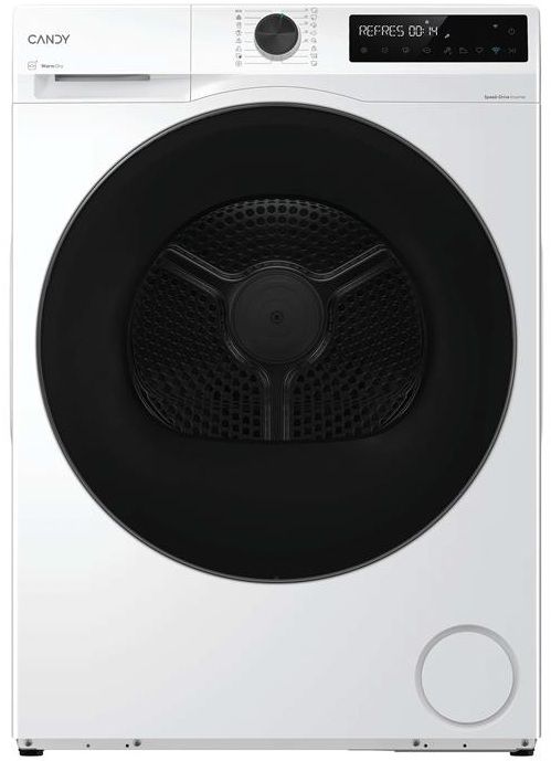 Сушильна машина Candy тепловий насос, 9кг, C, 58,5см, дисплей, Wi-Fi, інвертор, люк чорний, білий