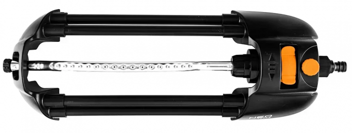 Зрошувач дощовий Neo Tools, дощувач маятниковий, 18 сопел в металевому елементі, регулювання діапазону та сили поливу, площа розпилення 14х19м