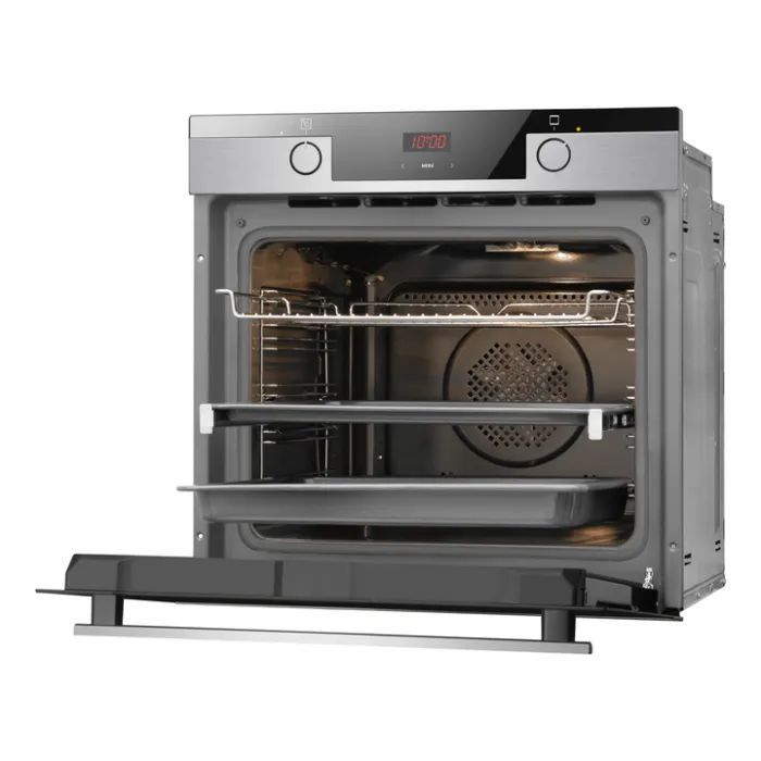 Духова шафа Hansa електрична, 65л, A, дисплей, конвекція, телескопічні направляючі, 3 скла, нержавіюча сталь