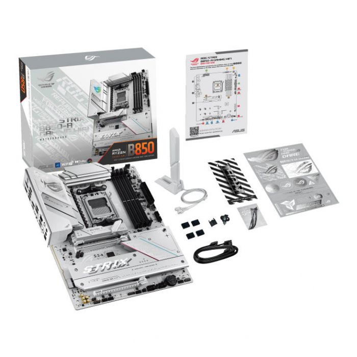 Материнcька плата ASUS ROG STRIX B850-A GAMING sAM5 B850 4xDDR5 M.2 HDMI DP Wi-Fi BT ATX білий