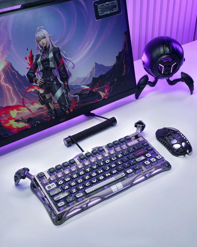 Клавіатура магнітна GravaStar Mercury V75 Pro 80keys, GravaStar x Gateron Jade Gaming, USB-A, 8k, RGB, Iron Purple