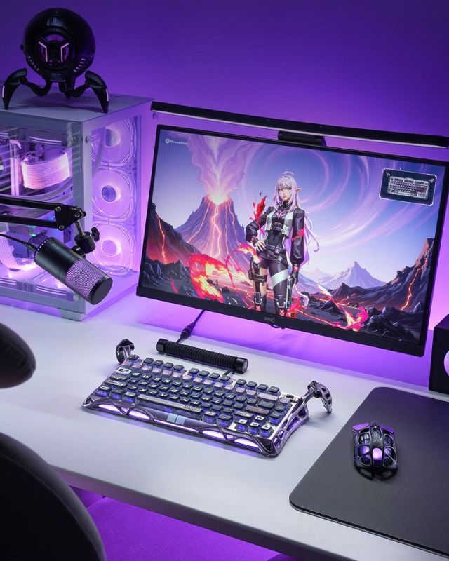 Клавіатура магнітна GravaStar Mercury V75 Pro 80keys, GravaStar x Gateron Jade Gaming, USB-A, 8k, RGB, Iron Purple