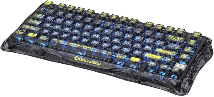 Клавіатура механічна GravaStar Mercury K1 Lite 80keys, GravaStar x BSUN Grey, EN/UKR, BT/WL/USB, чорний