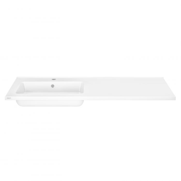 Раковина, умивальник ARDESTO Camille L, штучний камінь, прямокут., з отвором для змішувача, з отвором для переливу, 1198x478x140мм,з сифоном Click-Clack