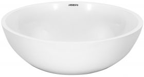 Раковина, умивальник ARDESTO Jade, штучний камінь, кругла, без отвору для змішувача та переливу, 420х150мм, накладний, білий
