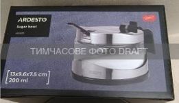 Цукорниця Ardesto Gemini, 13х9.6х7.5см, нержавіюча сталь, скло, пластик, прозорий