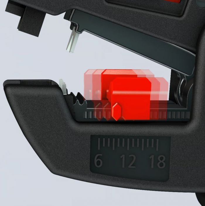 Знімач ізоляції KNIPEX, автоматичний, 0.2-6мм2 кусачки, регулювання довжини, 180мм, 0.151кг