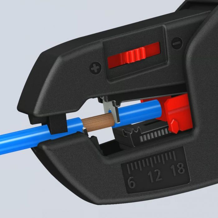 Знімач ізоляції KNIPEX, автоматичний, 0.2-6мм2 кусачки, регулювання довжини, 180мм, 0.151кг