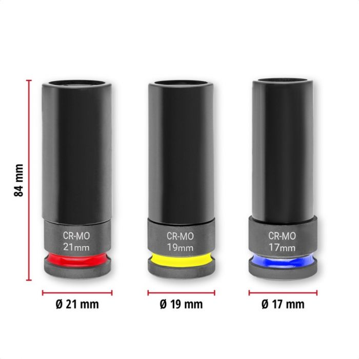 Набір ударних торцевих головок Einhell 80мм 1/2" 3шт кейс 0.78кг