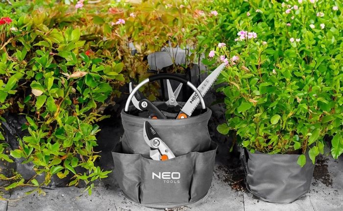 Сумка садова Neo Tools 28x28x27см, до 15кг, 6 кишень оксфорд190г/м2, сірий
