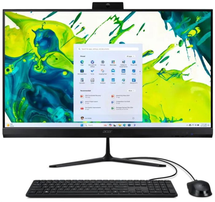 Комп'ютер персональний моноблок Acer Aspire C27-2G 27" FHD, Intel 5-120U, 16GB, F512GB, UMA, WiFi, кл+м, Lin, чорний