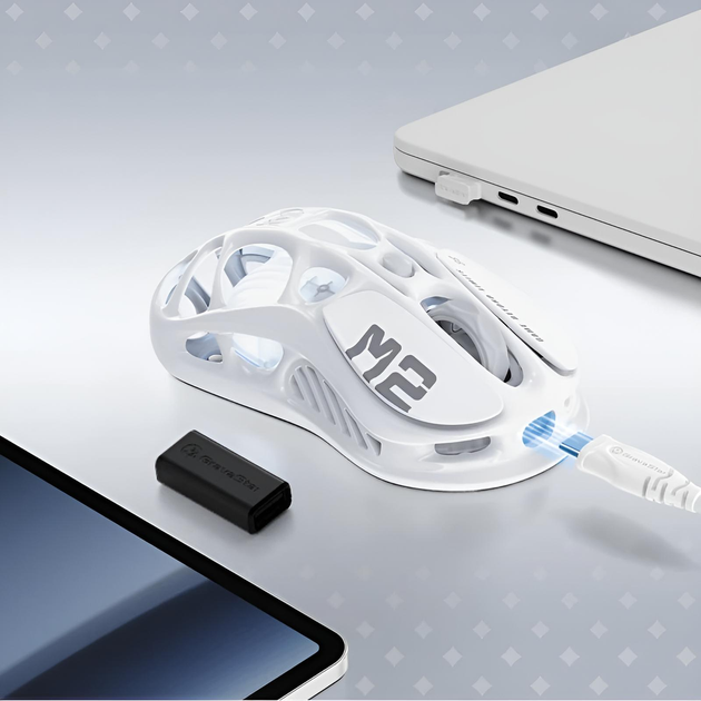 Миша GravaStar Mercury M2, BT/WL/USB-A, RGB, Opaline White