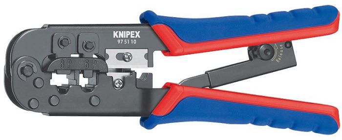 Обжимний інструмент KNIPEX, багатофункціональний, RJ 11/12, RJ 45, 190мм, 0.340кг