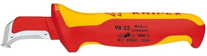 Ніж монтерський KNIPEX, діелектричний, для робіт під напругою 1000В, вигнуте лезо, 180мм, 0.068кг