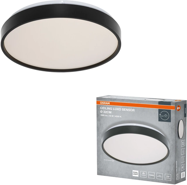 Світильник накладний з датчиком руху  OSRAM CEILING LUXO 18Вт 4000К чорний