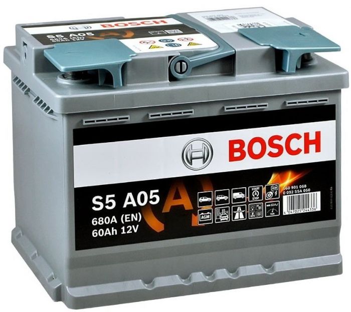 Акумулятор Bosch S5 AGM 12В 60А·год 680А R+ (0 092 S5A 050)