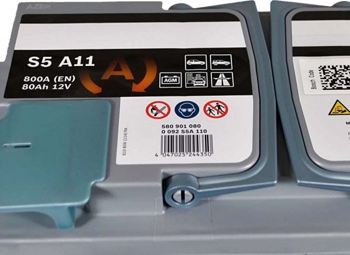 Акумулятор Bosch S5 AGM 12В 80А·год 800А R+ (0 092 S5A 110)