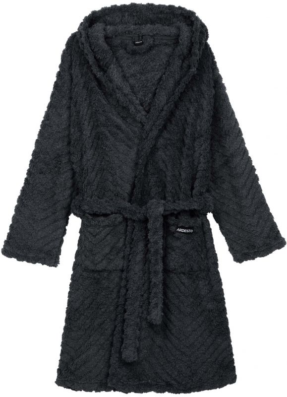 Халат жіночий ARDESTO Zigzag, розмір L/XL, 100% поліестер, сірий