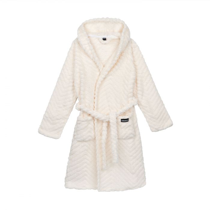 Халат жіночий ARDESTO Zigzag, розмір L/XL, 100% поліестер, білий