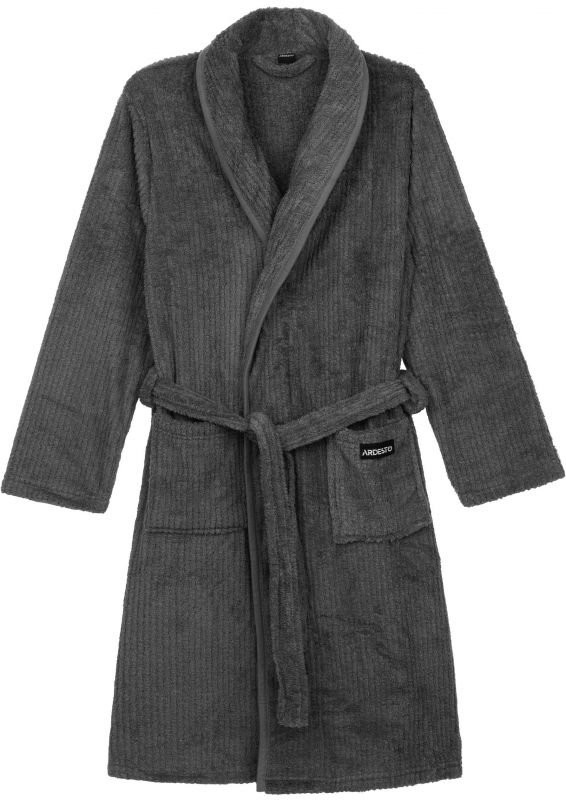 Халат чоловічий ARDESTO Stripe, розмір XL/XXL, 100% поліестер, темний