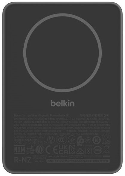 Акумулятор портативний літій-іонний Power Bank Belkin 5000мА·год, Slim Magnetic, чорний