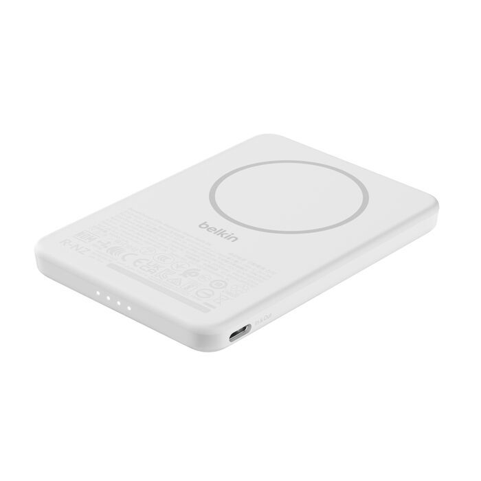 Акумулятор портативний літій-іонний Power Bank Belkin 5000мА·год, Slim Magnetic, білий