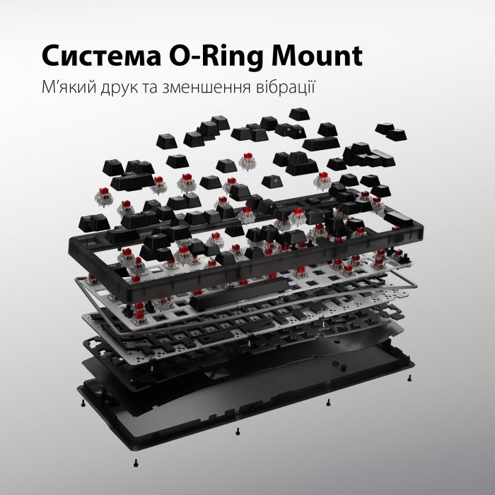 Клавіатура механічна HyperX Alloy Origins 2 65key, Red, USB-A, Hot-Swap, EN/UA, RGB, чорний