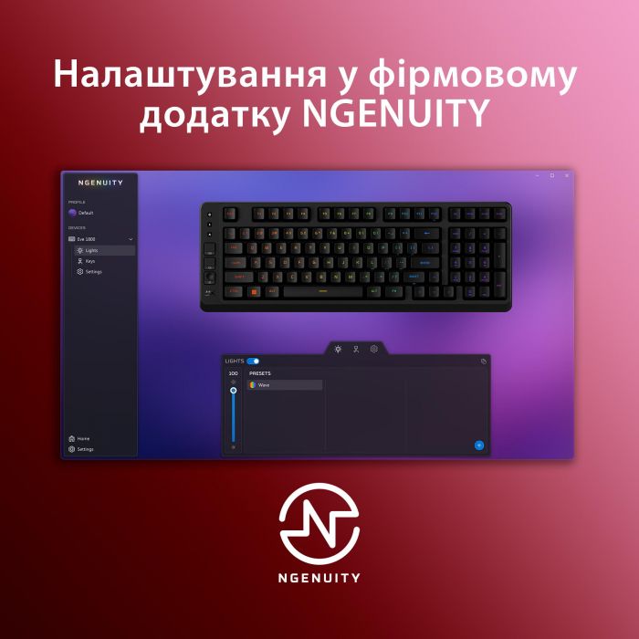 Клавіатура мембранна HyperX Alloy Origins EVE 1800 99key, Red, USB-A, EN/UA, RGB, чорний