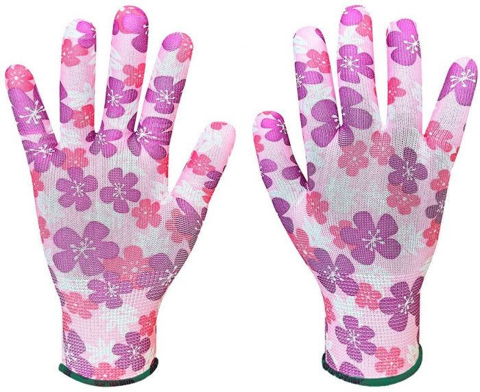 Рукавички робочі Verto, поліестер, р.9, рожевий в квіточку