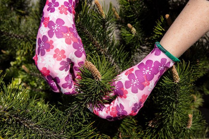 Рукавички робочі Verto, поліестер, р.8, рожевий в квіточку