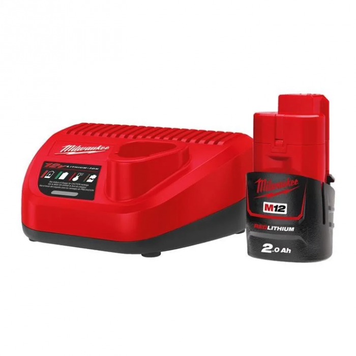 Набір акумулятора та зарядного пристрою Milwaukee NRG-201 12В 1х2А·год Redlithium M12 ЗП M12-C12 C1