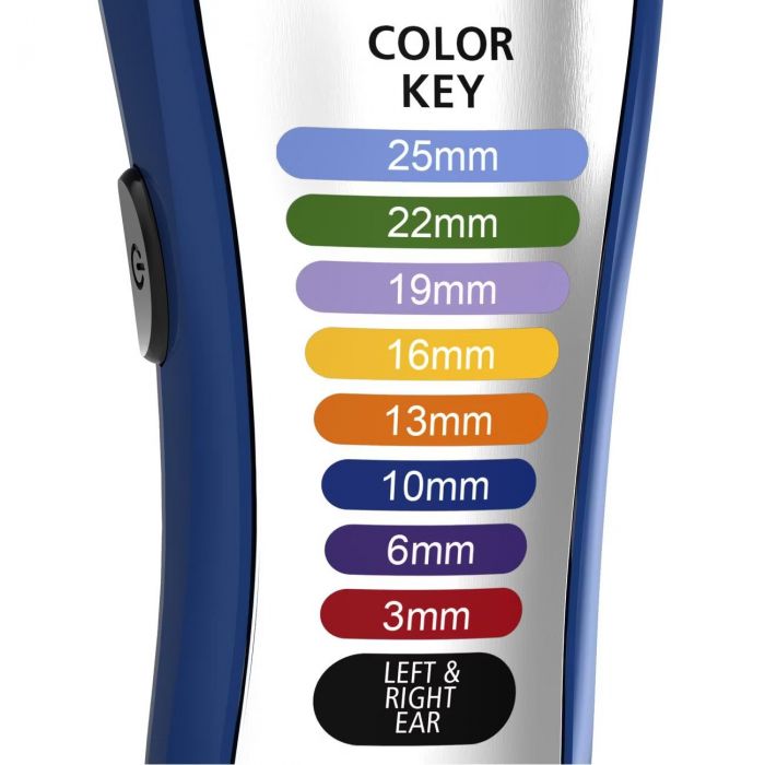 Машинка для стрижки Wahl Color Pro Lithium, мережа+акум., вібраційний мотор, насадок-10, кейс, масло та ножиці у компл., сталь, біло-синій