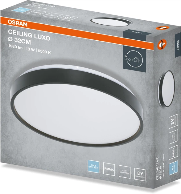 Світильник накладний OSRAM CEILING LUXO 18Вт 6500К чорний