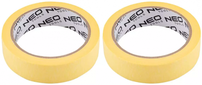 Стрічка малярна Neo Tools, 25мх25мм, жовтий  набір 2шт