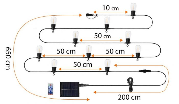 Гірлянда сонячна Neo Tools 650см 1.35Вт 2700К 8 режимів