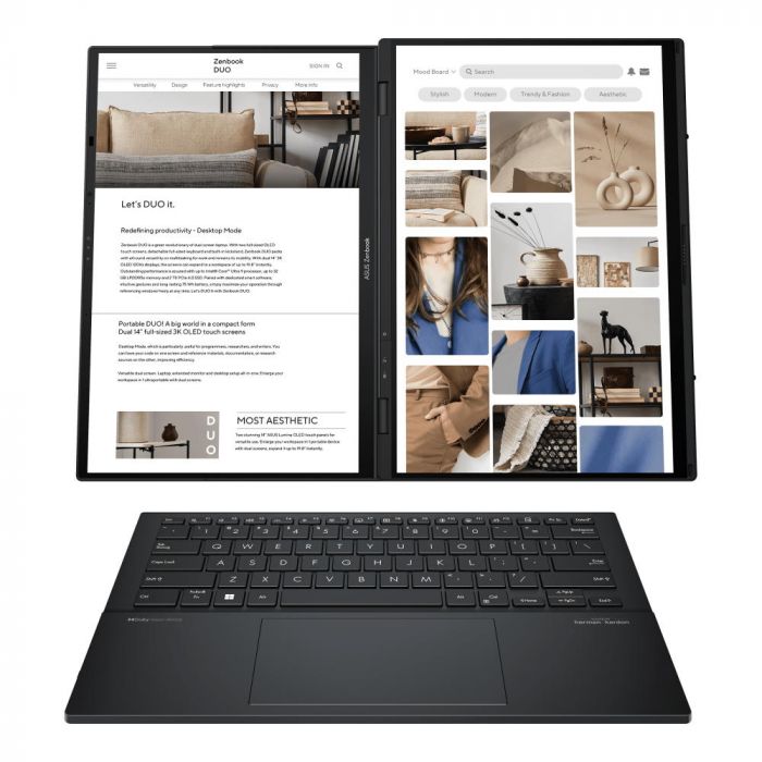 Ноутбук ASUS Zenbook Duo UX8406CA-QL047X 14" FHD Touch OLED, Intel Ultra 9 285H, 32GB, F2TB, UMA, Win11P, Сірий