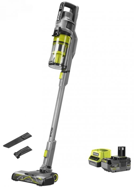 Пилосос акумуляторний Ryobi ONE+ RSVS18BL-1C40G 18В 1х4А·год 90Вт 20кПа контейнер 0.8л HEPA12 3.2кг