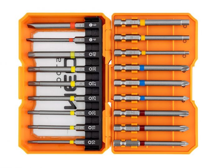 Біти Neo tools SL,PH,PZ,H,TX, 75мм, сталь S2, кейс набір 18шт