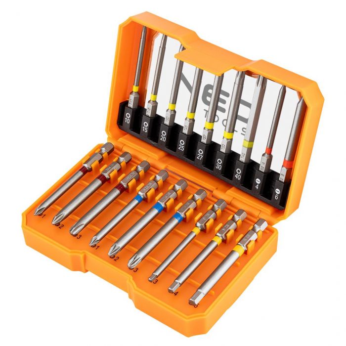 Біти Neo tools SL,PH,PZ,H,TX, 75мм, сталь S2, кейс набір 18шт