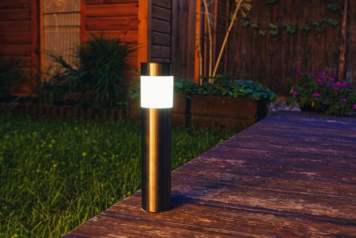 Світильник стовпчик сонячний Neo Tools LED 43см 1.2Вт 8000К IP44 автономний датчик сутінків сірий