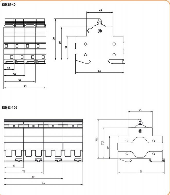 Перемикач навантаження ETI, SSQ 263 "1-0-2", 2p 63A