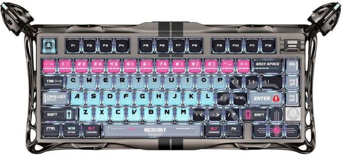 Клавіатура магнітна GravaStar Mercury V75 Pro 80keys, Magnetic Jade Gaming, 8K, USB-A, RGB, Cyberpunk