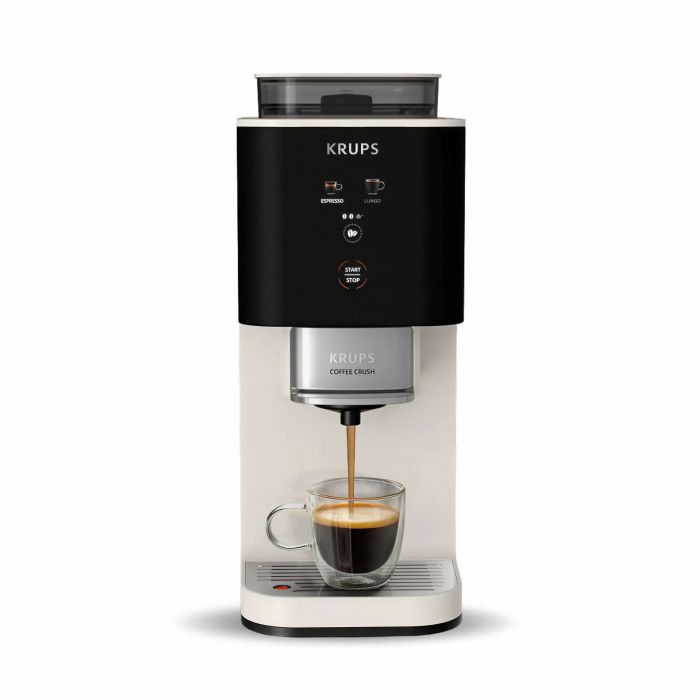 Кавомашина Krups Coffee Crush, 1.8л, зерно, ОLED дисплей, авторецептів - 2, метал, чорно-бежевий