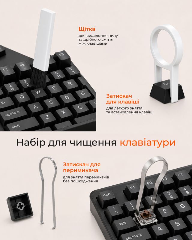 Очисний набір 2E для оргтехніки 20в1, біло-помаранчевий