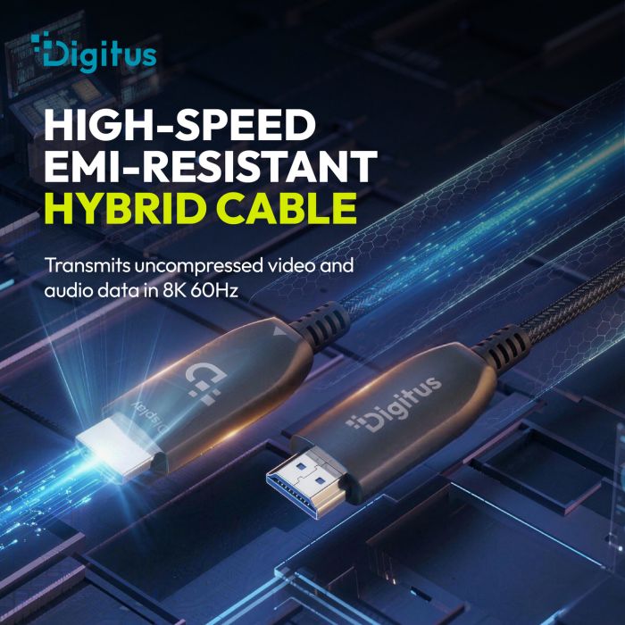 Кабель DIGITUS HDMI UHD 8K, AOC hybrid-fiber, type A M/M, 40м, чорний